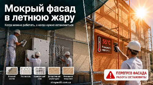 Мокрый фасад в летнюю жару: технология, материалы, температурные допуски и условия прекращения работ